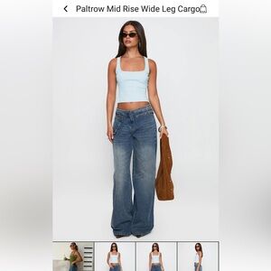 PrincessPolly Wide Leg Blue Jeans